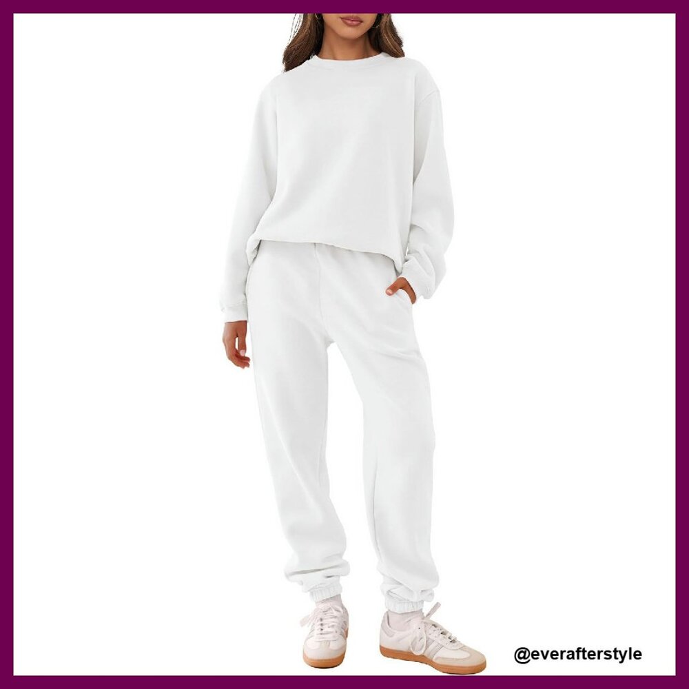 Oversized Sweatsuit Lounge Set Long Sleeve Crewneck Jogger Pants Tracksuit